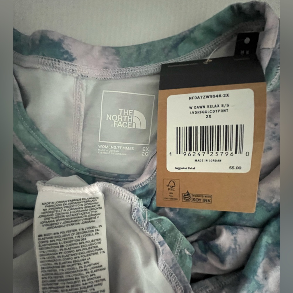 The North Face Flash-Dry Watercolor Print Short-Sleeve Relaxed Fit Active Top 2X - Picture 7 of 15